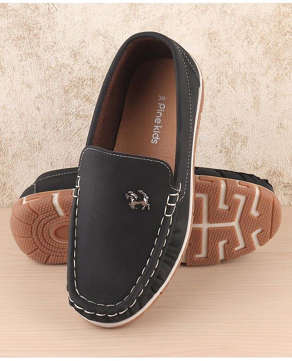 Pine Kids Slip on Casual Shoes with Horse Applique - Black