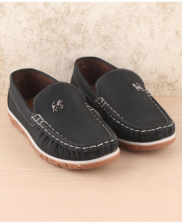 Pine Kids Slip on Casual Shoes with Horse Applique - Black