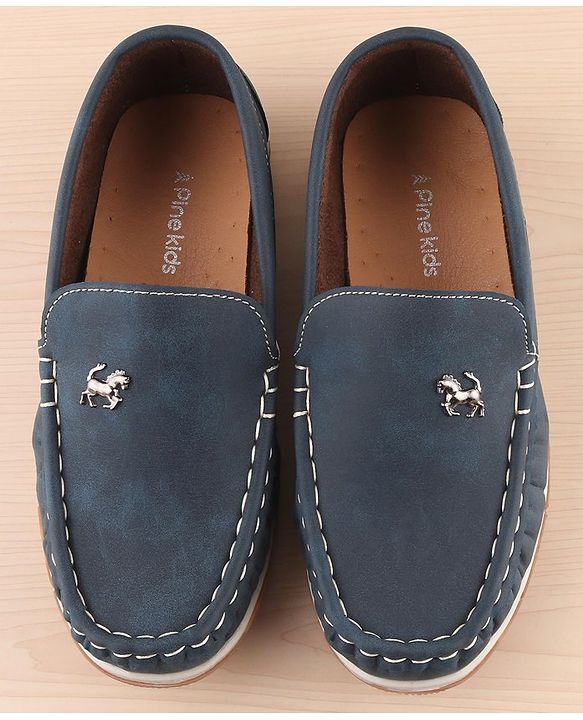 Pine Kids Slip on Casual Shoes with Horse Applique - Blue