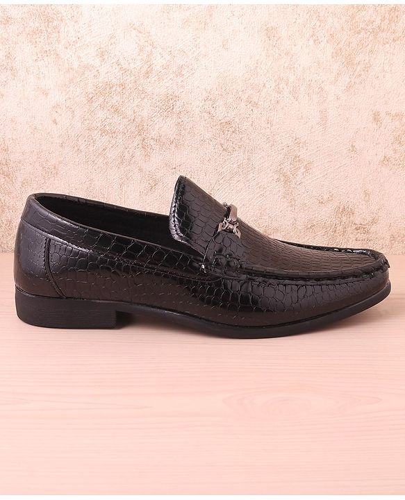 Pine Kids Slip On Party Wear Shoes with Applique - Black