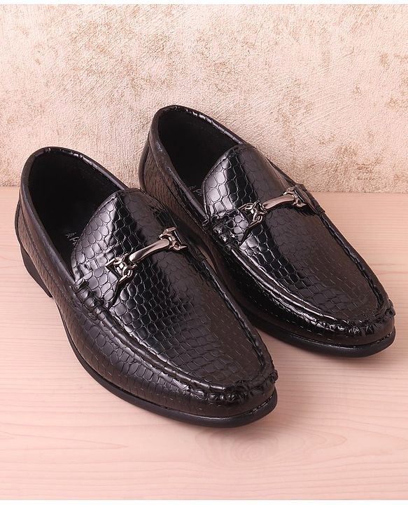 Pine Kids Slip On Party Wear Shoes with Applique - Black