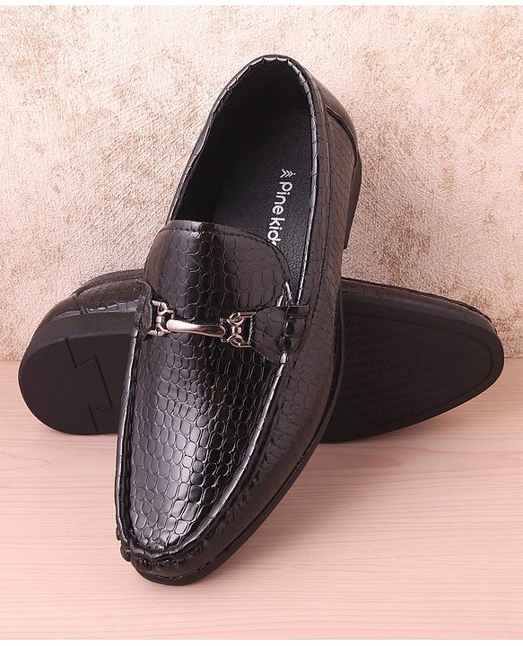 Pine Kids Slip On Party Wear Shoes with Applique - Black
