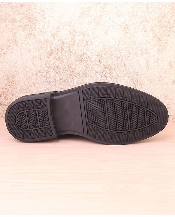 Pine Kids Textured & Appliqued Formal & Party Wear Shoes with Velcro Closure - Black