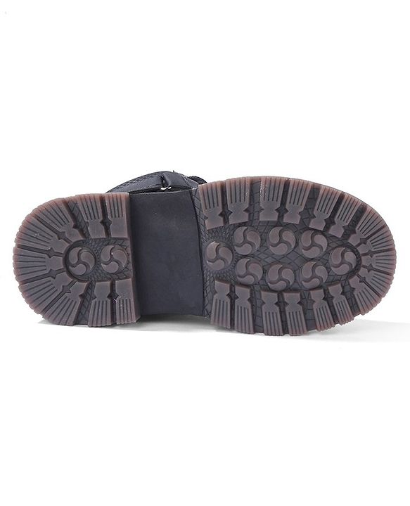 Pine Kids Slip On Winter Boots with Side Zipper & Velcro Closure - Black