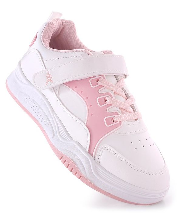 Pine Kids Velcro Closure Sneakers - White & Pink