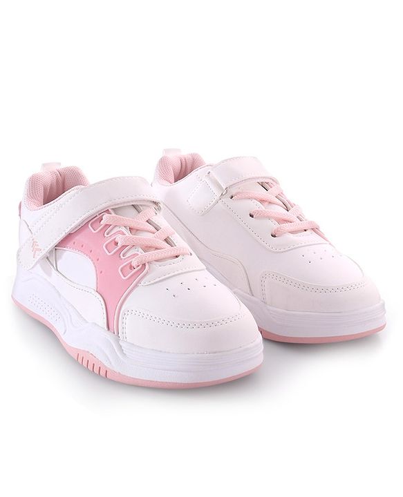 Pine Kids Velcro Closure Sneakers - White & Pink