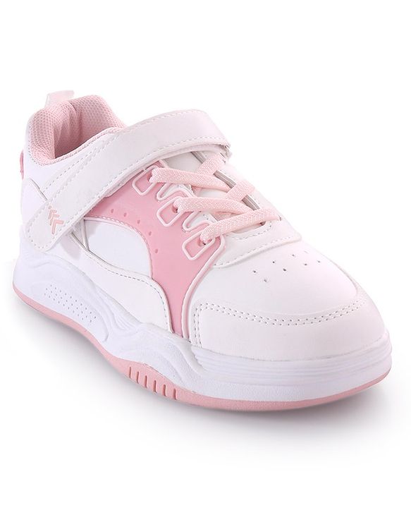 Pine Kids Velcro Closure Sneakers - White & Pink