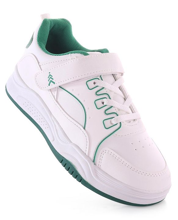 Pine Kids Velcro Closure Sneakers - White & Green