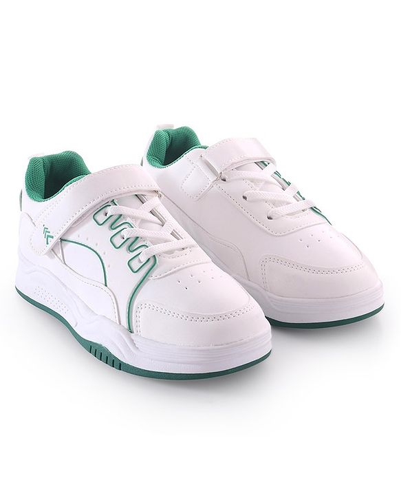 Pine Kids Velcro Closure Sneakers - White & Green