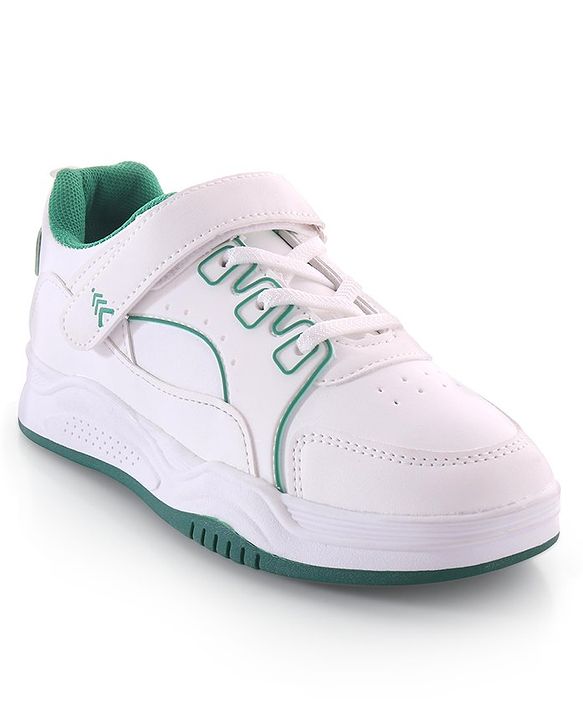 Pine Kids Velcro Closure Sneakers - White & Green