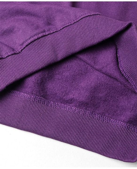 Pine Kids Balloon Sleeves Round Neck Biowashed Sweatshirt Puff Print - Acai Purple