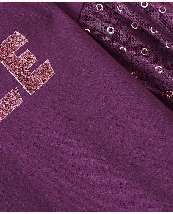 Pine Kids Cotton Full Sleeves Glitter Print Sweatshirt - Purple