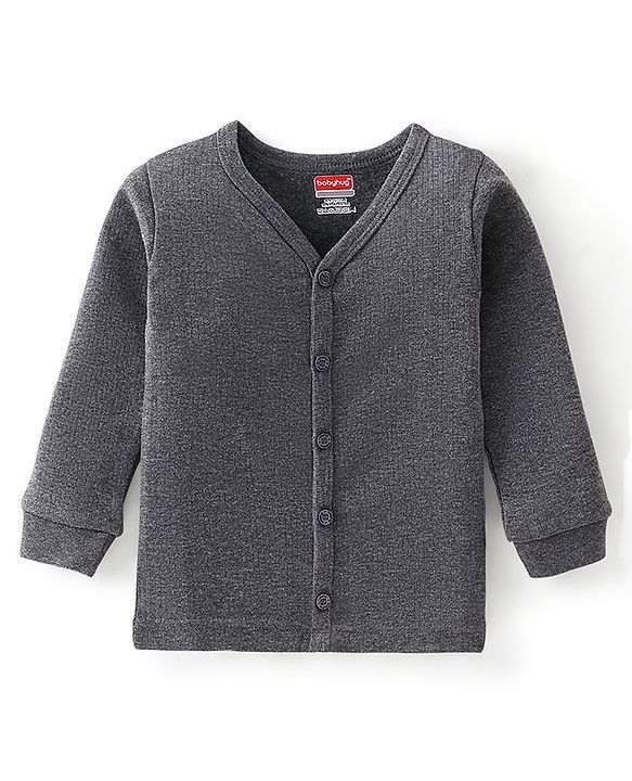 Babyhug Full Sleeves Solid Color Thermal Inner Wear Pack of 2 - Grey