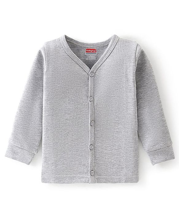 Babyhug Full Sleeves Solid Color Thermal Inner Wear Pack of 2 - Grey