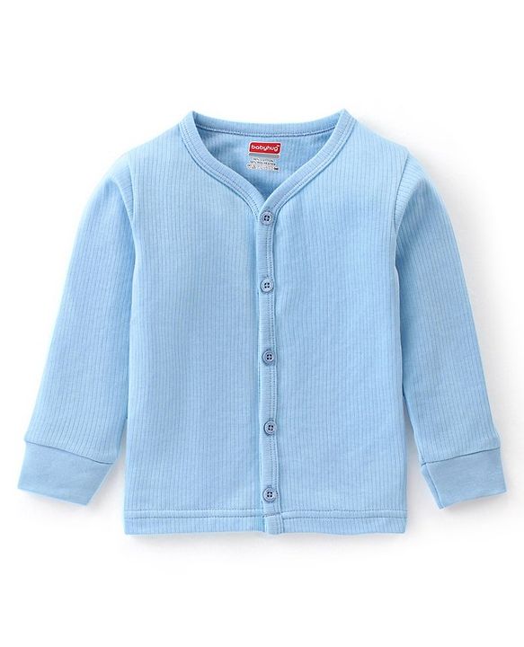 Babyhug Cotton Full Sleeves Thermal Wear Solid Pack Of 2 - Blue