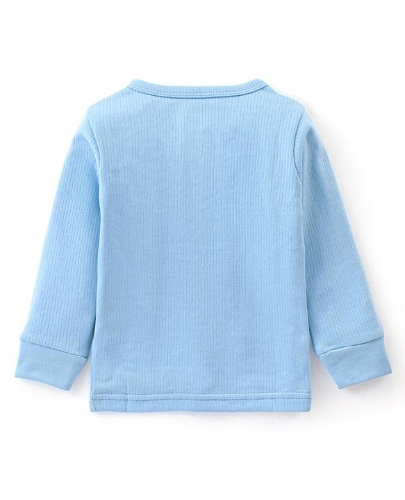 Babyhug Cotton Full Sleeves Thermal Wear Solid Pack Of 2 - Blue