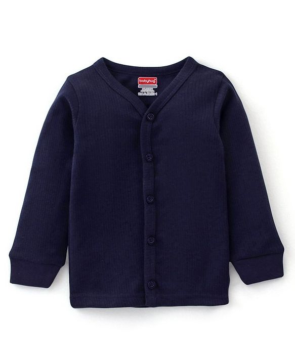 Babyhug Cotton Full Sleeves Thermal Wear Solid Pack Of 2 - Blue