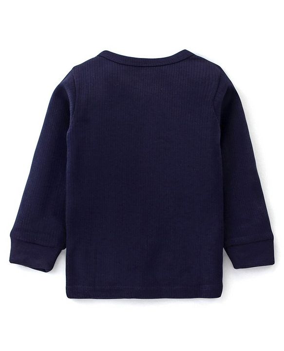 Babyhug Cotton Full Sleeves Thermal Wear Solid Pack Of 2 - Blue