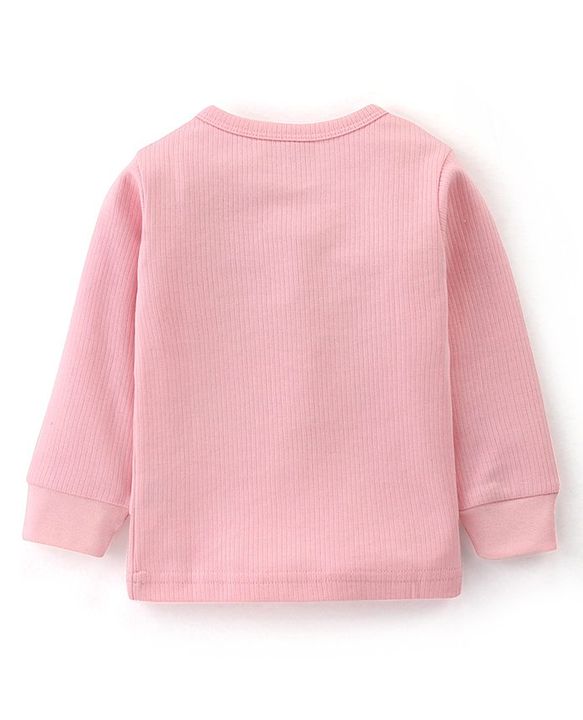 Babyhug Cotton Full Sleeves Thermal Wear Solid Pack Of 2 - Pink & Red