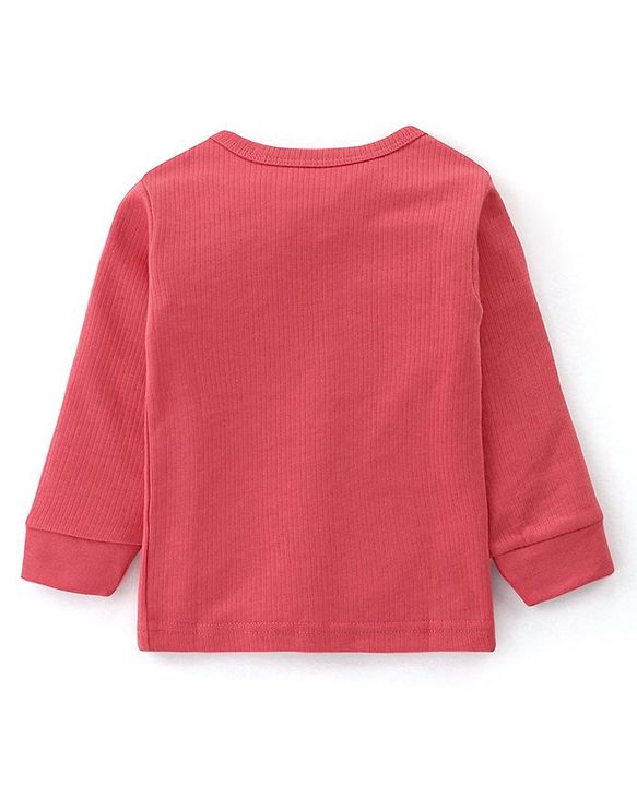 Babyhug Cotton Full Sleeves Thermal Wear Solid Pack Of 2 - Pink & Red
