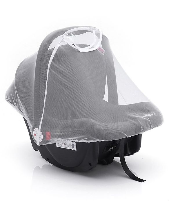 Babyhug Amber Ace Car Seat Cum Carry Cot With Mosquito Net with 1 Year Warranty - Grey| Rocker & Feeding Chair| Adjustable Handle Position| Safety Harness| Removable Canopy & Mosquito Net| Soft Padded Cushion| Removable & Washable Seat Cover