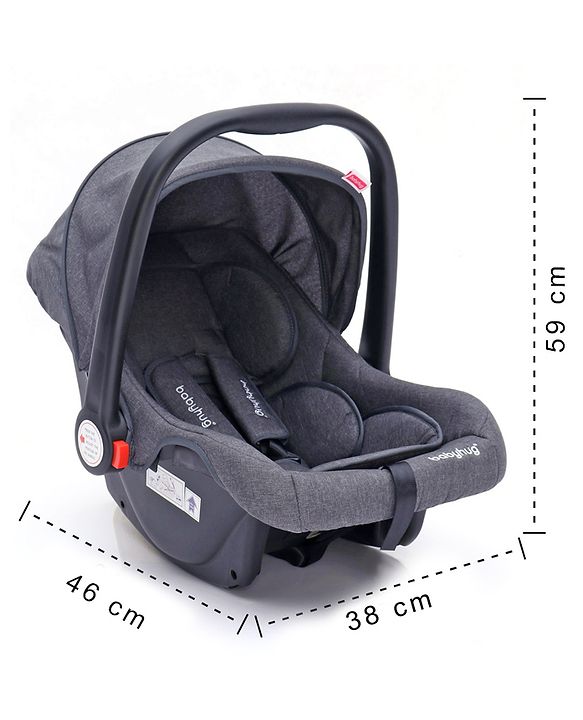 Babyhug Amber Ace Car Seat Cum Carry Cot With Mosquito Net with 1 Year Warranty - Grey| Rocker & Feeding Chair| Adjustable Handle Position| Safety Harness| Removable Canopy & Mosquito Net| Soft Padded Cushion| Removable & Washable Seat Cover