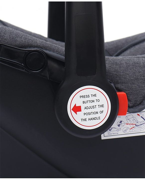 Babyhug Amber Ace Car Seat Cum Carry Cot With Mosquito Net with 1 Year Warranty - Grey| Rocker & Feeding Chair| Adjustable Handle Position| Safety Harness| Removable Canopy & Mosquito Net| Soft Padded Cushion| Removable & Washable Seat Cover