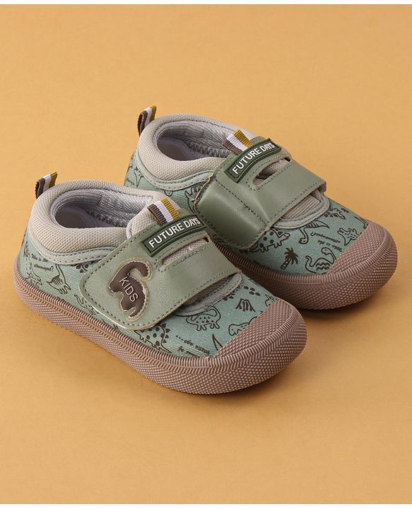 Cute Walk by Babyhug Velcro Closure Casual Shoes Dino Print - Green