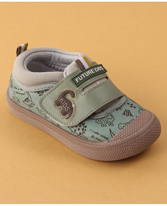 Cute Walk by Babyhug Velcro Closure Casual Shoes Dino Print - Green