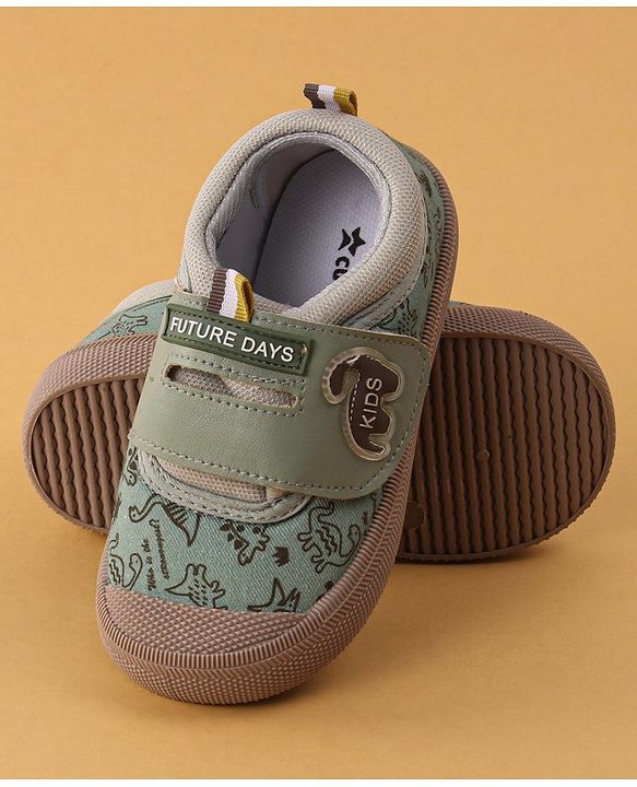 Cute Walk by Babyhug Velcro Closure Casual Shoes Dino Print - Green