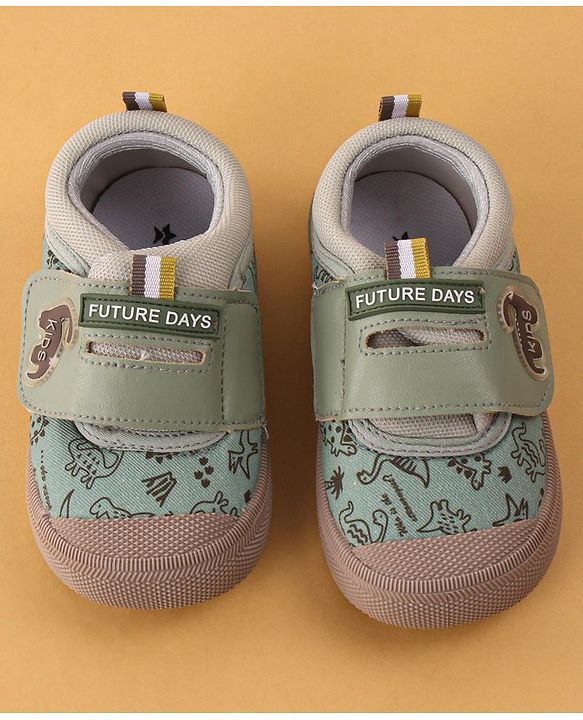 Cute Walk by Babyhug Velcro Closure Casual Shoes Dino Print - Green