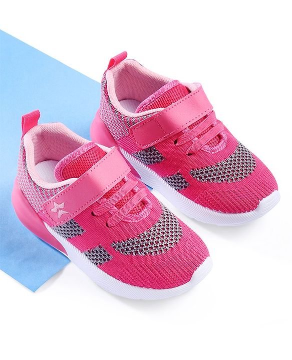 Cute Walk by Babyhug Slip On Sneakers with Velcro Closure - Dark Pink