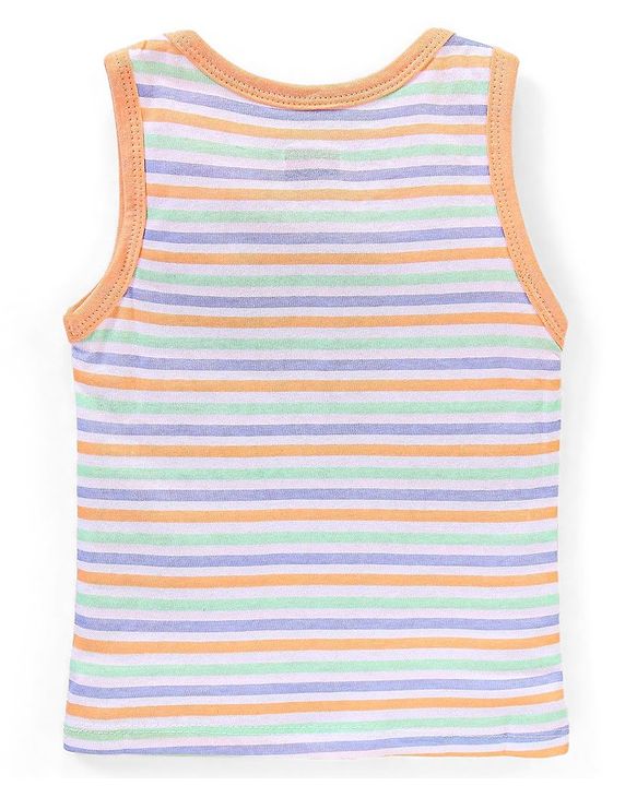 Babyhug 100% Cotton Antibacterial Vests Teddy Print Pack Of 3 - Green & Purple