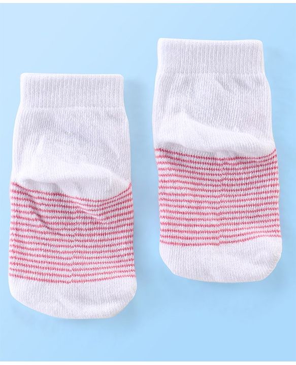 Cute Walk by Babyhug Anti Bacterial Ankle Length Teddy Design Socks Pack of 5 - Pink & White