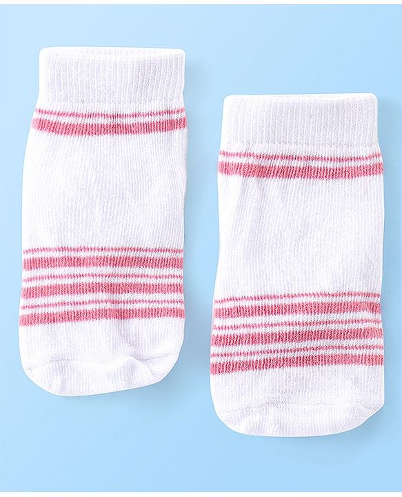 Cute Walk by Babyhug Anti Bacterial Ankle Length Teddy Design Socks Pack of 5 - Pink & White