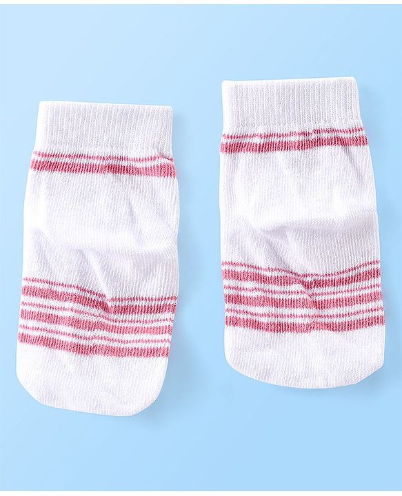 Cute Walk by Babyhug Anti Bacterial Ankle Length Teddy Design Socks Pack of 5 - Pink & White