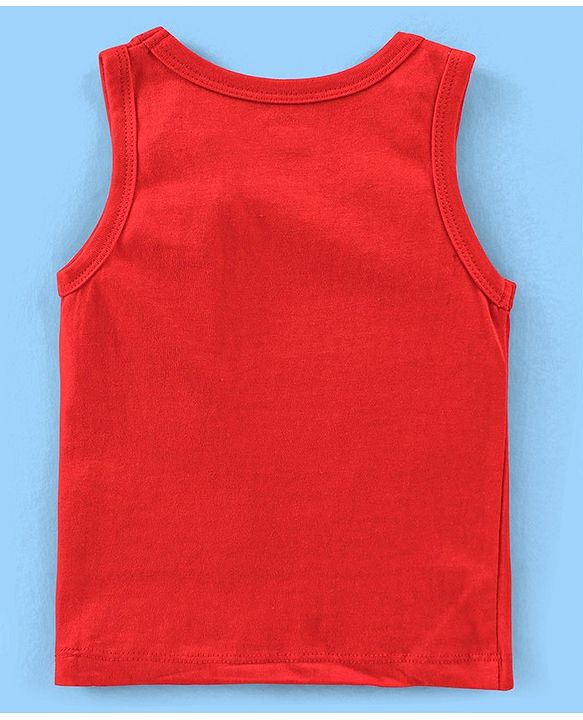 Babyhug 100% Cotton Antibacterial Sleeveless Sando Vests Stripes & Car Print Pack of 5- Blue Red & White