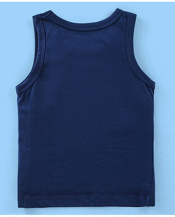 Babyhug 100% Cotton Antibacterial Sleeveless Sando Vests Stripes & Car Print Pack of 5- Blue Red & White