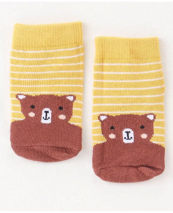 Cute Walk By Babyhug Non Terry Anti Bacterial Ankle Length Socks Animals Print Pack Of 5 - Multicolour
