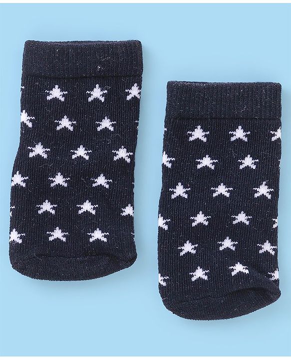 Cutewalk By Babyhug Anti Bacterial Ankle Length Socks Pack Of 5 Bear Print - Navy Blue & White