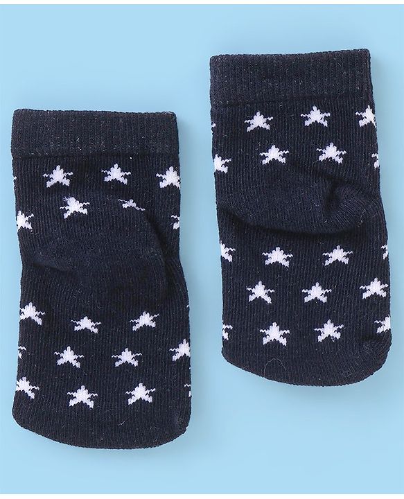 Cutewalk By Babyhug Anti Bacterial Ankle Length Socks Pack Of 5 Bear Print - Navy Blue & White