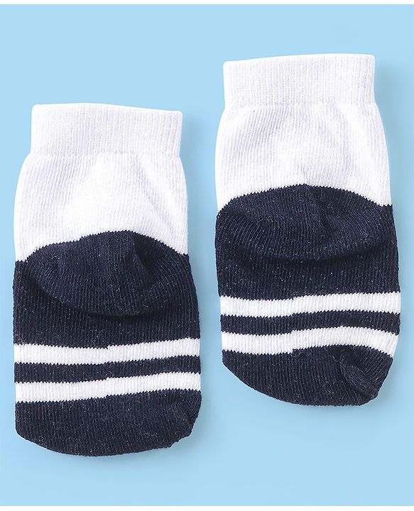 Cutewalk By Babyhug Anti Bacterial Ankle Length Socks Pack Of 5 Bear Print - Navy Blue & White