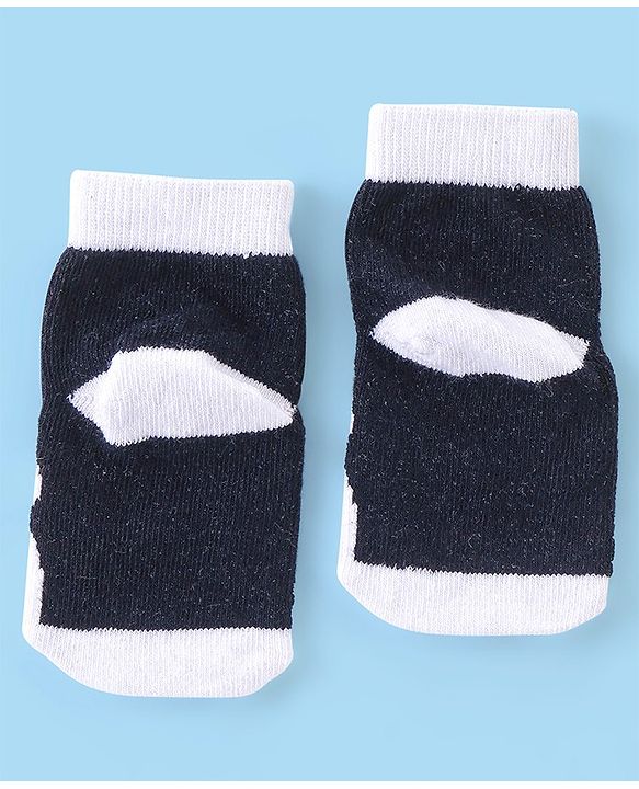 Cutewalk By Babyhug Anti Bacterial Ankle Length Socks Pack Of 5 Bear Print - Navy Blue & White