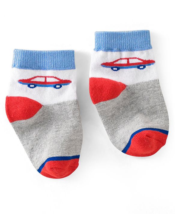 Cute Walk By Babyhug Non Terry Anti Bacterial Ankle Length Design Socks Pack of 5 - Multicolour