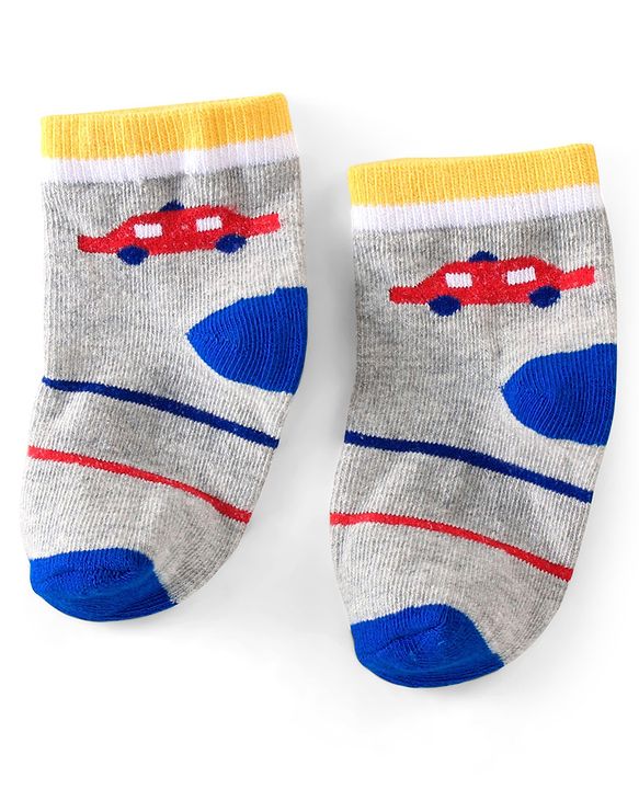 Cute Walk By Babyhug Non Terry Anti Bacterial Ankle Length Design Socks Pack of 5 - Multicolour