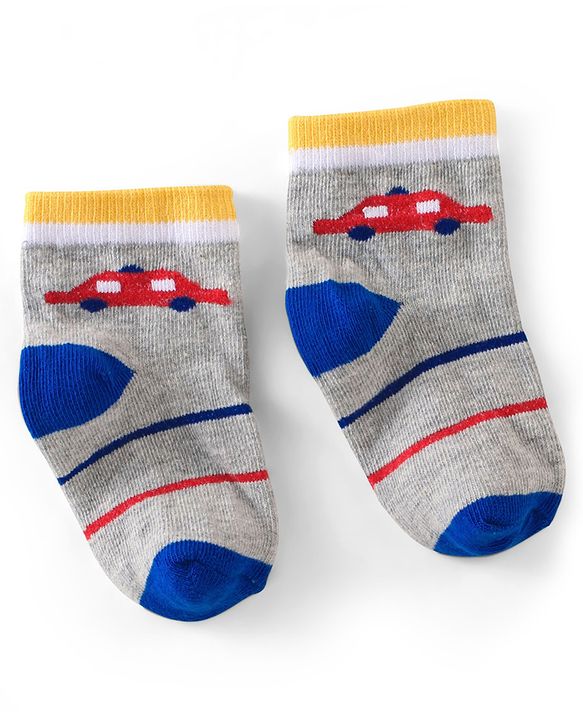Cute Walk By Babyhug Non Terry Anti Bacterial Ankle Length Design Socks Pack of 5 - Multicolour