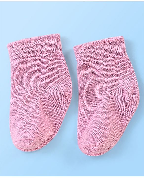 Cute Walk By Babyhug Anti Bacterial Non Terry Ankle Length Strawberry Print Socks Pack Of 5 - Pink & Red