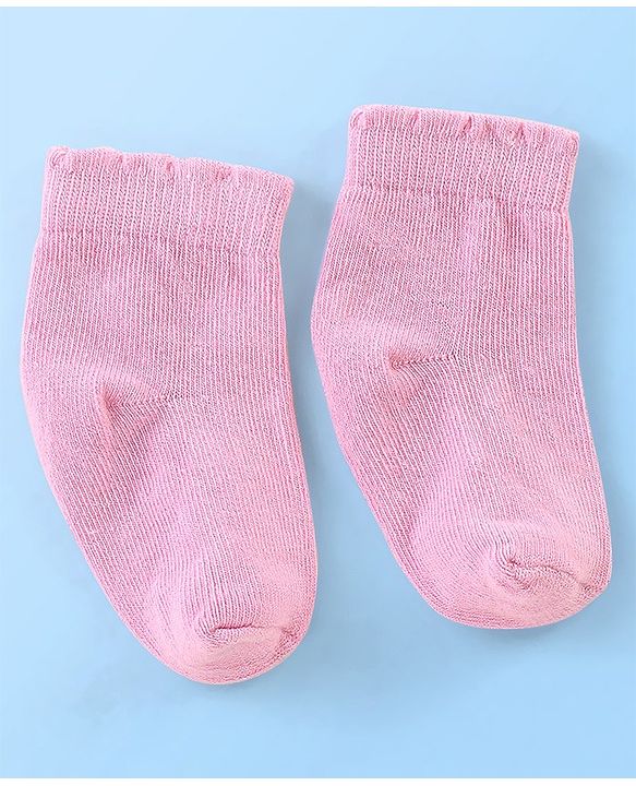 Cute Walk By Babyhug Anti Bacterial Non Terry Ankle Length Strawberry Print Socks Pack Of 5 - Pink & Red