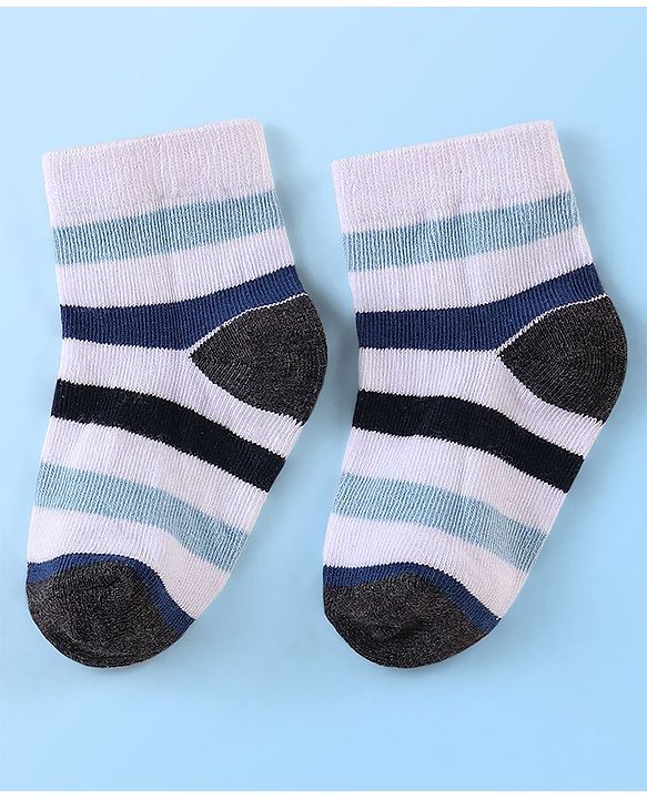 Cute Walk By Babyhug Anti Bacterial Non Terry Ankle Length Stripe Socks Pack Of 5 - Multicolor