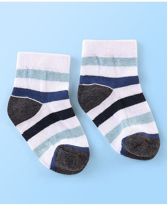 Cute Walk By Babyhug Anti Bacterial Non Terry Ankle Length Stripe Socks Pack Of 5 - Multicolor